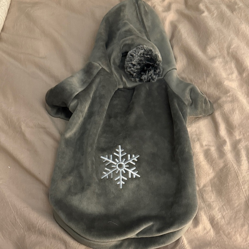 Chloe &Max  Gray Velour Dog Hoodie